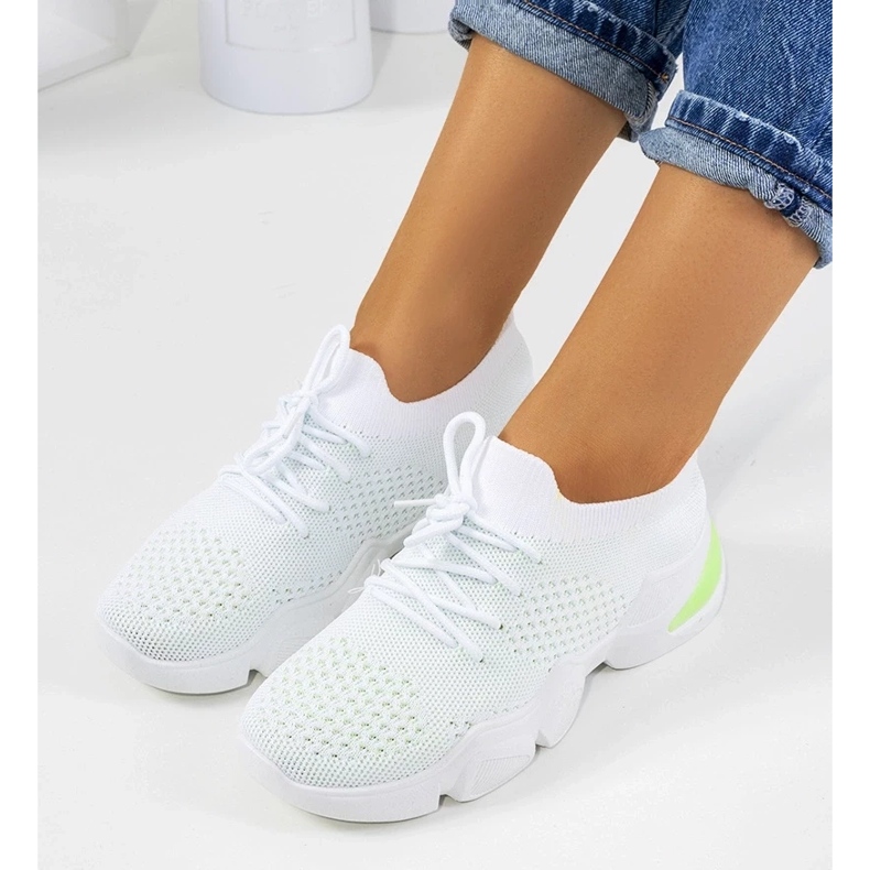 D/GMR Baskets de sport blanches et vertes Daniela 1