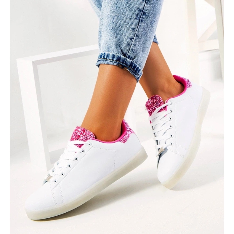 D/GMR Baskets blanches et roses avec lumières led Alfaro 2