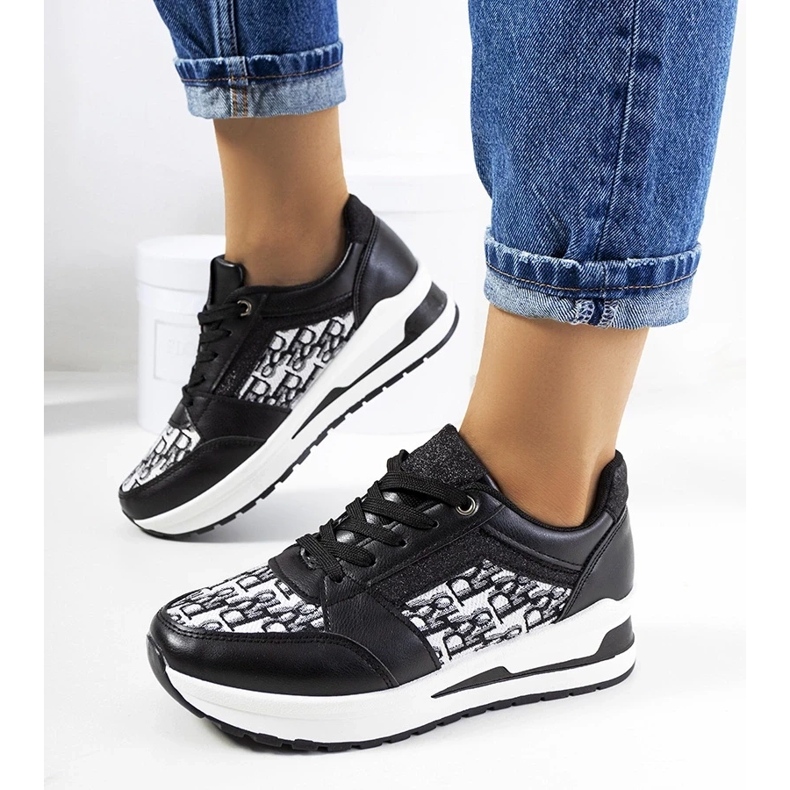 D/GMR Sneakers de chaussures de sport noir sur une séance épaisse en dentelle -up Aloisia 1