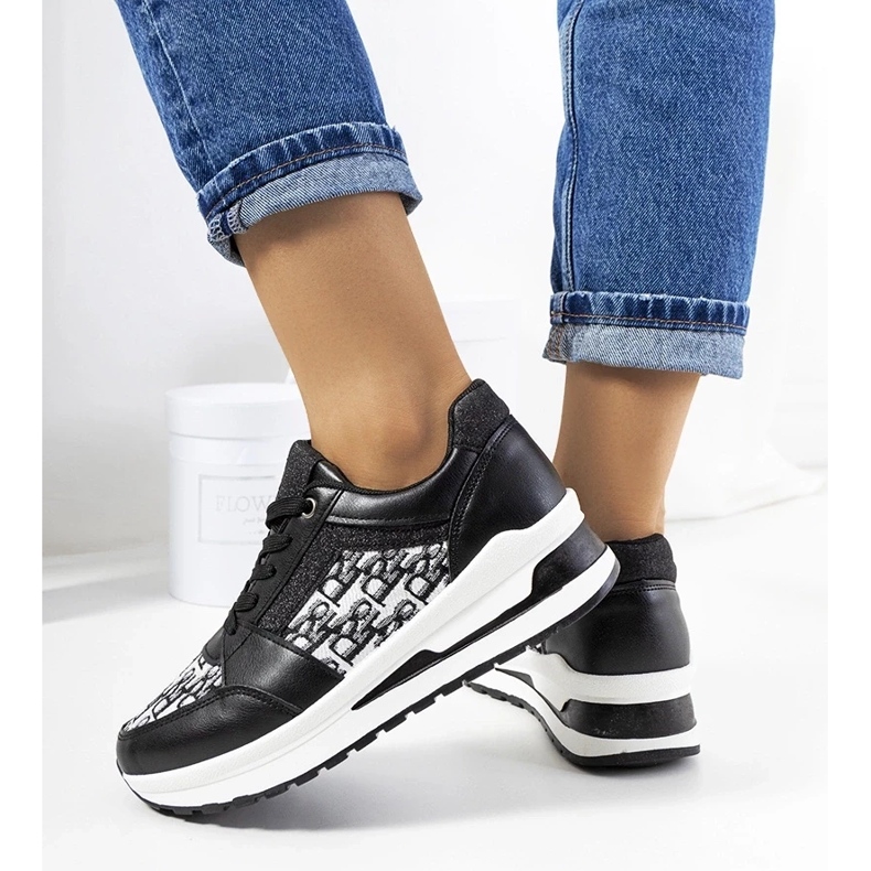 D/GMR Sneakers de chaussures de sport noir sur une séance épaisse en dentelle -up Aloisia 2