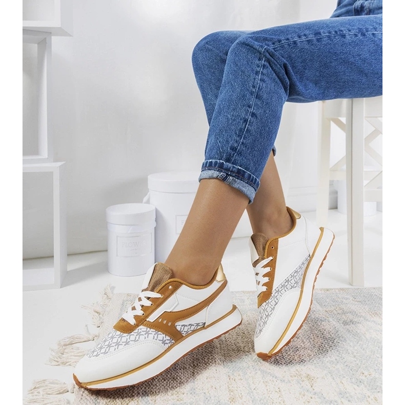 D/GMR Baskets Chiara femme blanches et marron 2 D/GMR Baskets Chiara femme blanches et marron 2