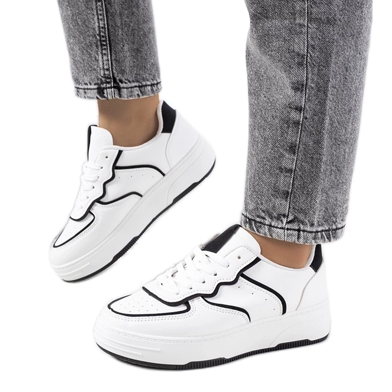 D/GMR Baskets Bieke pour femmes, blanches et noires 2