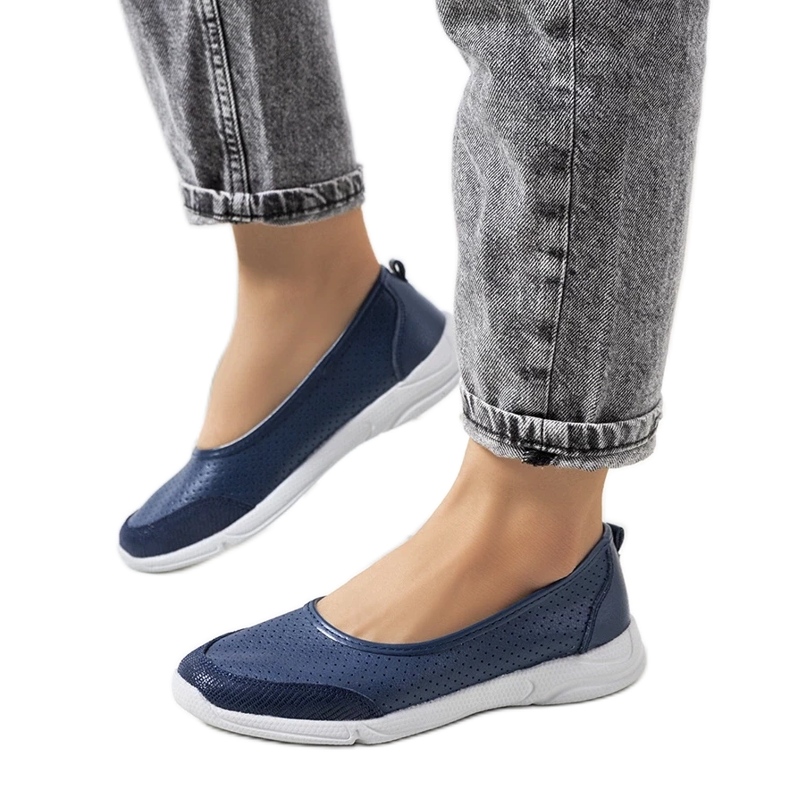 D/GMR Ballerines en cuir bleu marine Mirjam 1