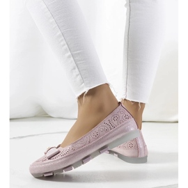 D/GMR Ballerines en cuir rose avec un arc de Catania 1