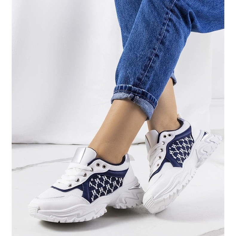 D/GMR Baskets blanches et bleu marine pour femme Florival 1