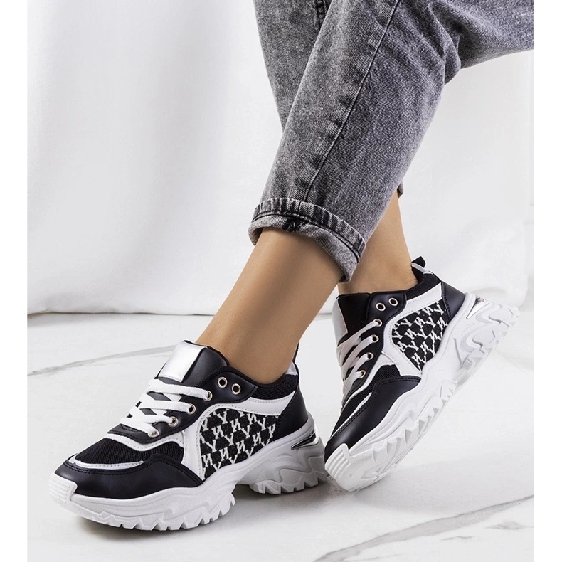 D/GMR Baskets Florival noires et blanches femme 2