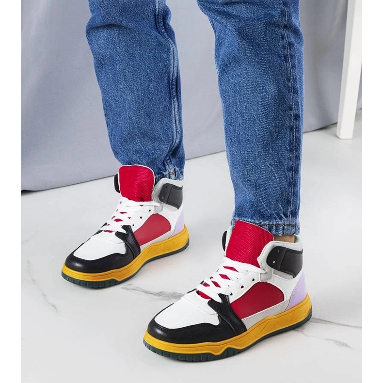 D/GMR Baskets montantes noires et rouges Elizabeth 2