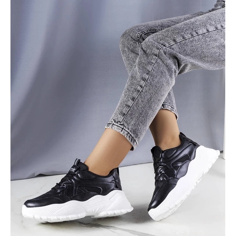 D/GMR Baskets noires sur semelle Lorene massive le noir 1