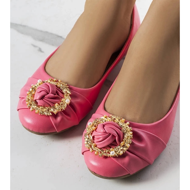 D/GMR Ballerines roses à ornements dorés Antoinette 1