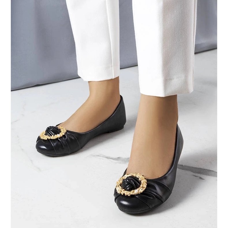 D/GMR Ballerines noires à ornements dorés Antoinette le noir 1