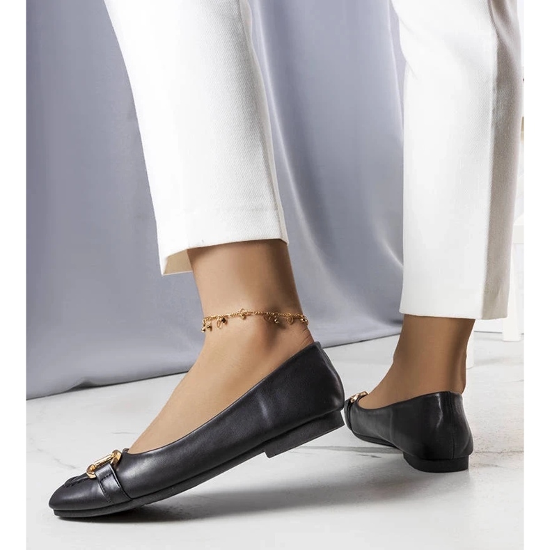 D/GMR Ballerines noires à ornements dorés Iris 1