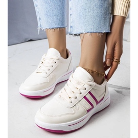 D/GMR Baskets crème avec empiècements roses Olympia beige 1