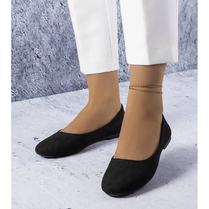 D/GMR Ballerines noires avec semelle en cuir de Lespérance le noir 1