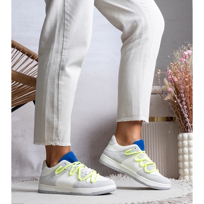 D/GMR Baskets grises baskets féminines avec lacets néon arcobaleno 1