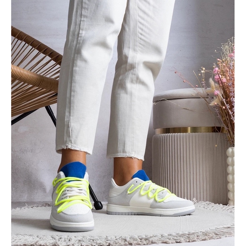 D/GMR Baskets grises baskets féminines avec lacets néon arcobaleno 2