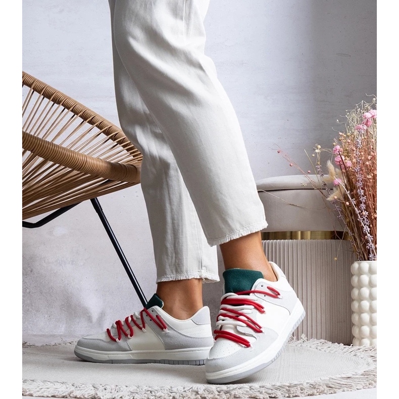 D/GMR Baskets grises baskets pour femmes avec lacets d'arcobalen rouges 2 D/GMR Baskets grises baskets pour femmes avec lacets d'arcobalen rouges 2