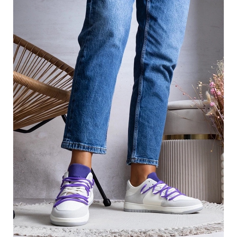 D/GMR Baskets grises baskets pour femmes lacets violets arcobaleno 2