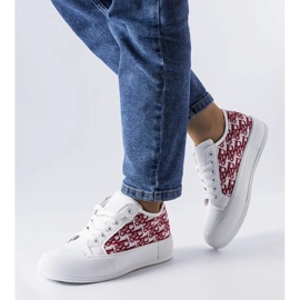 D/GMR Baskets à lacets blancs avec un motif marquis à la mode rouge 1