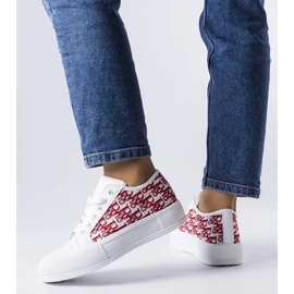 D/GMR Baskets à lacets blancs avec un motif marquis à la mode rouge 2