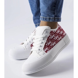 D/GMR Baskets à lacets blancs avec un motif marquis à la mode rouge 3