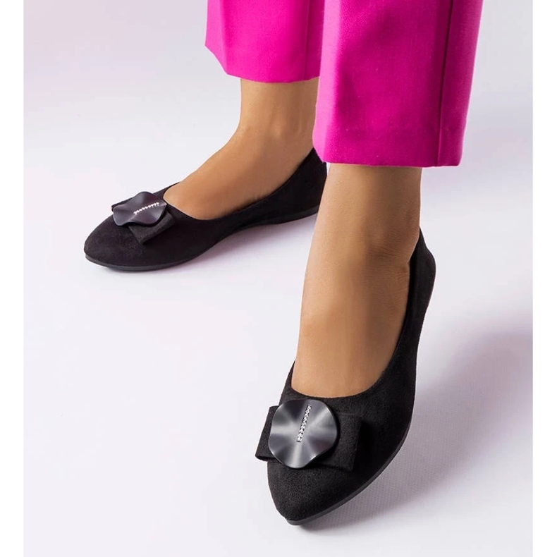 D/GMR Ballerines noires ornées de strass Rémy 1