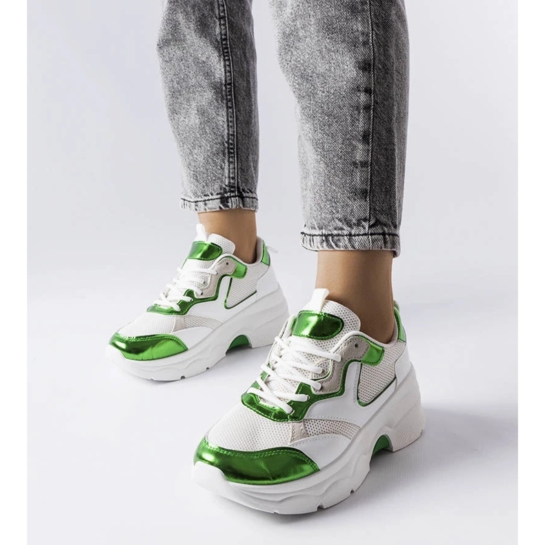 D/GMR Baskets pour femmes blanches et vertes de Séguin 2