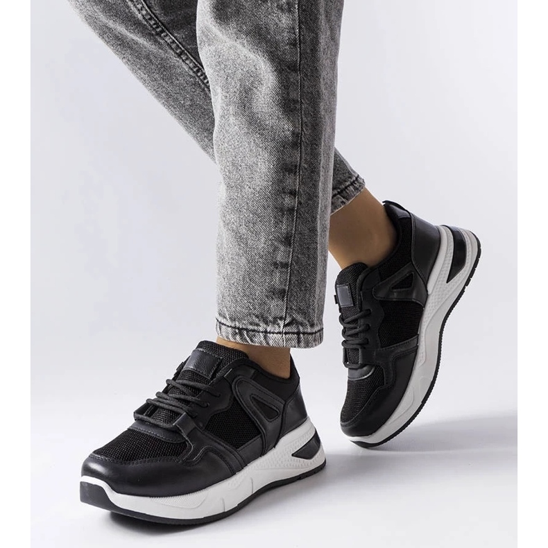 D/GMR Baskets noires en matériaux combinés de Caya le noir 1