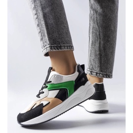 D/GMR Baskets noires en matériaux mixtes de Riel blanc 2