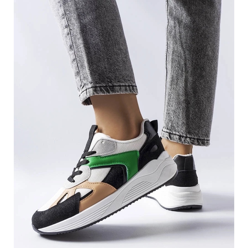 D/GMR Baskets noires en matériaux mixtes de Riel blanc 2