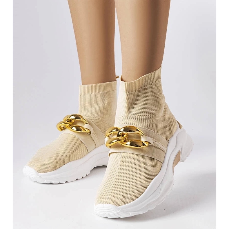 D/GMR Baskets beiges avec chaîne Baptiste 1