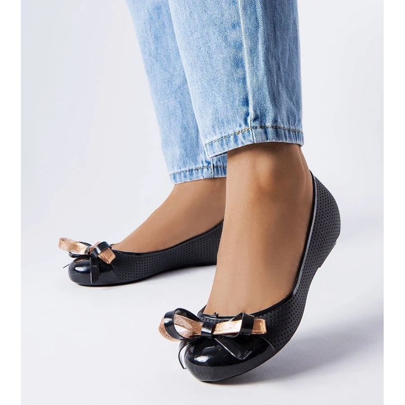D/GMR Ballerines noires ornées d'un noeud Harlingen le noir 1