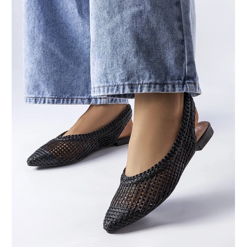 D/GMR Ballerines noires ajourées à talon ouvert Maheu 2