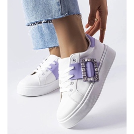 D/GMR Baskets blanches ornées d'une boucle Ike violette 1