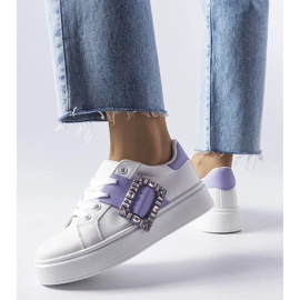 D/GMR Baskets blanches ornées d'une boucle Ike violette 2