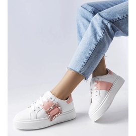 D/GMR Baskets blanches ornées d'une boucle Ike rose 1