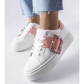 D/GMR Baskets blanches ornées d'une boucle Ike rose 2