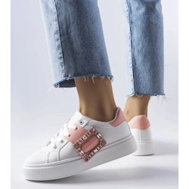 D/GMR Baskets blanches ornées d'une boucle Ike rose 3