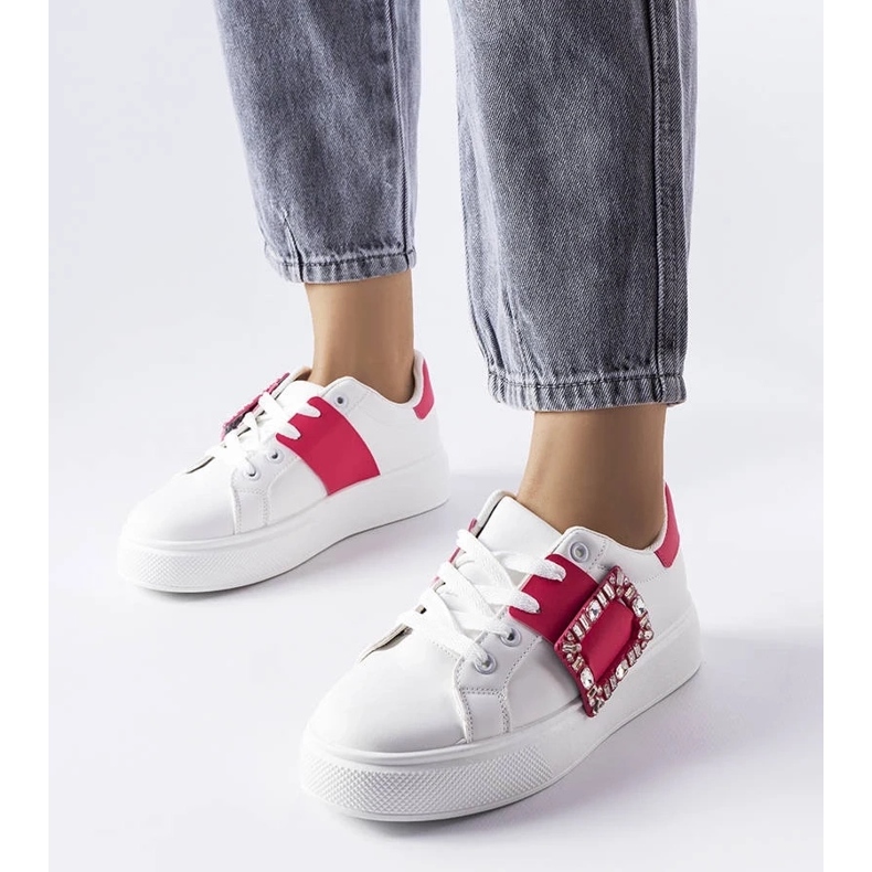 D/GMR Baskets blanches ornées d'une boucle Ike rose 1