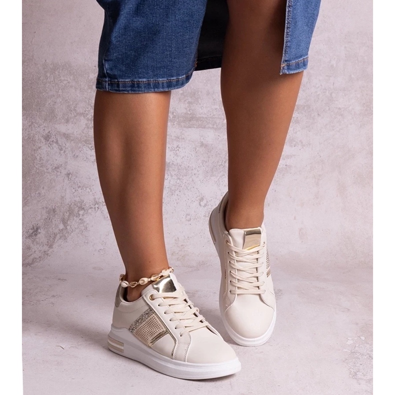 D/GMR Baskets beiges ornées de strass Xarles 1