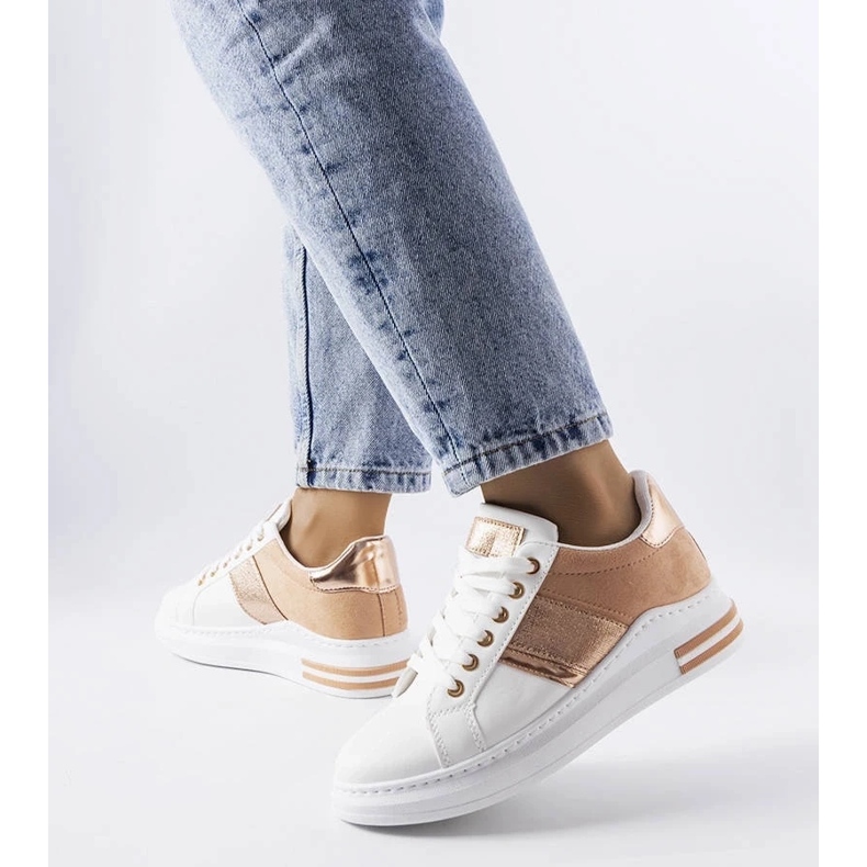 D/GMR Baskets blanches à empiècements roses Deans 2