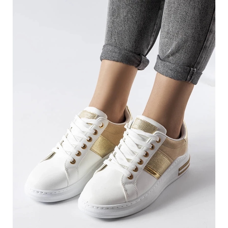 D/GMR Baskets blanches avec empiècements beiges Deans 1