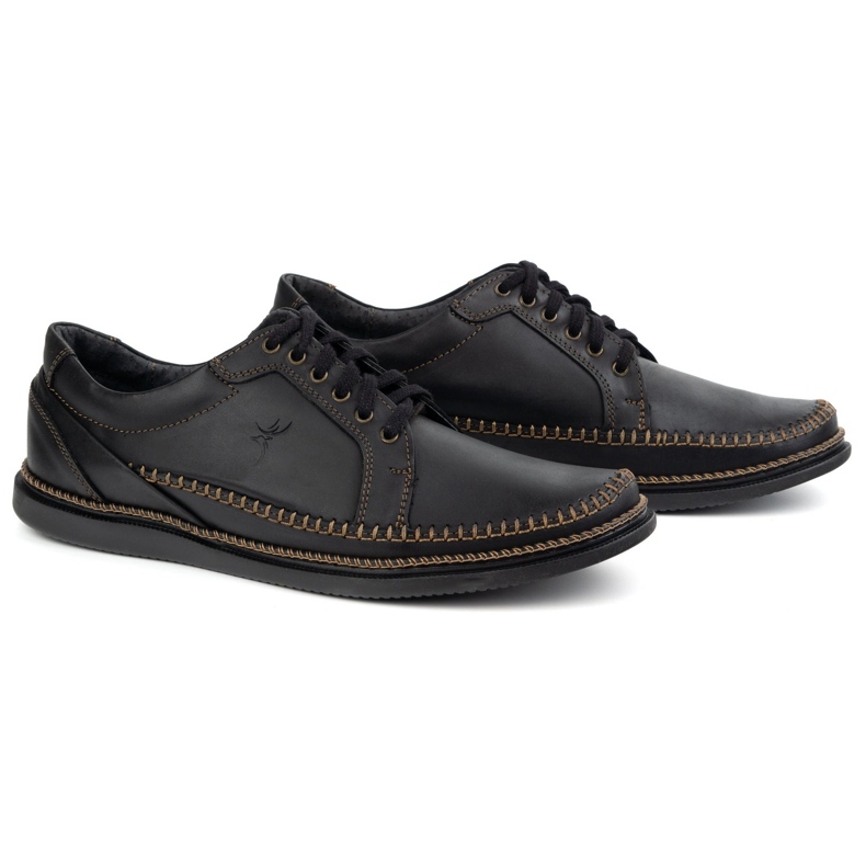 Olivier Chaussures en cuir masculin Modèle décontracté 313gt noir 2