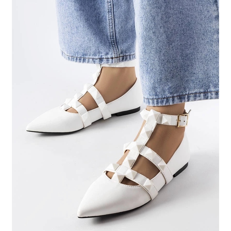 D/GMR Ballerines blanches avec une fermeture Blur spectaculaire 1