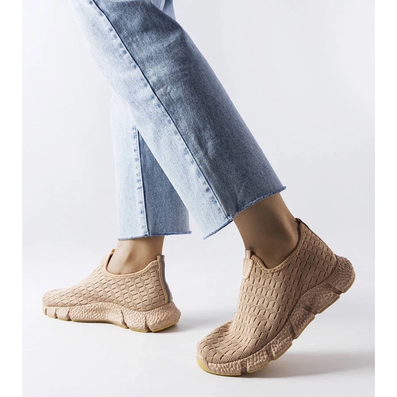 D/GMR Baskets de sport beiges à enfiler Obenor 1