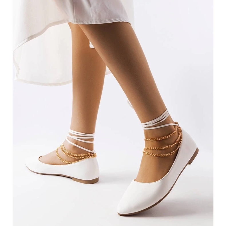 D/GMR Ballerines blanches à fermoir décoratif de Donat 2