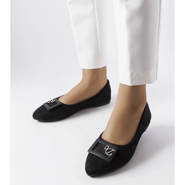 D/GMR Ballerines noires ornées de strass de Fleming le noir 2