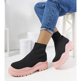 D/GMR Baskets montantes noires et roses Marks le noir 2
