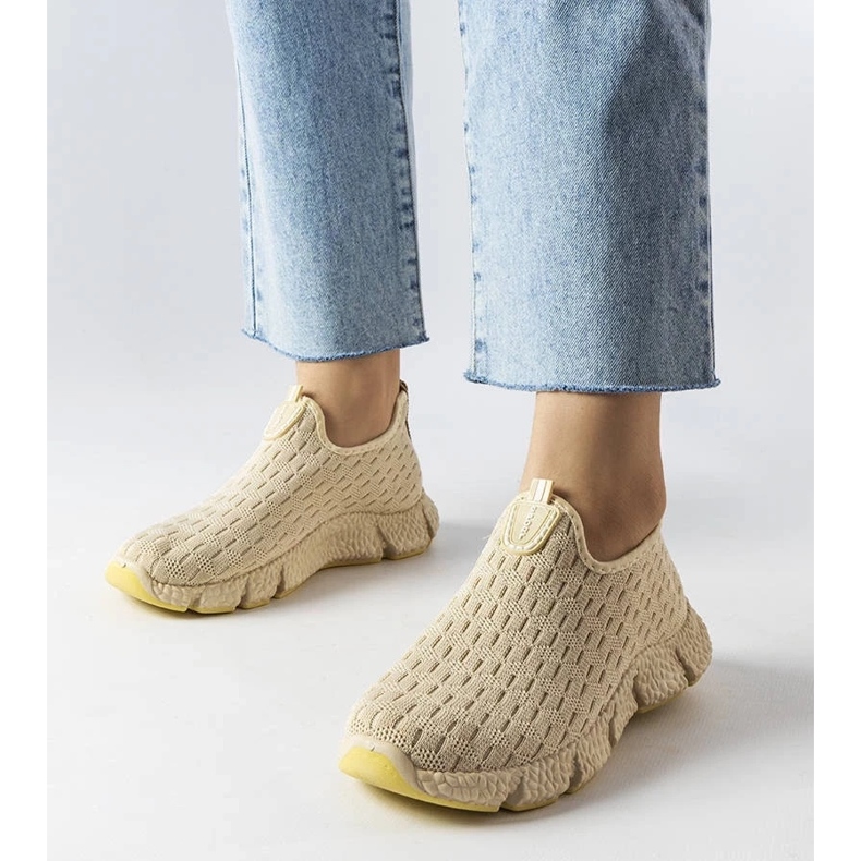 D/GMR Baskets de sport à enfiler beige clair Obenor 1