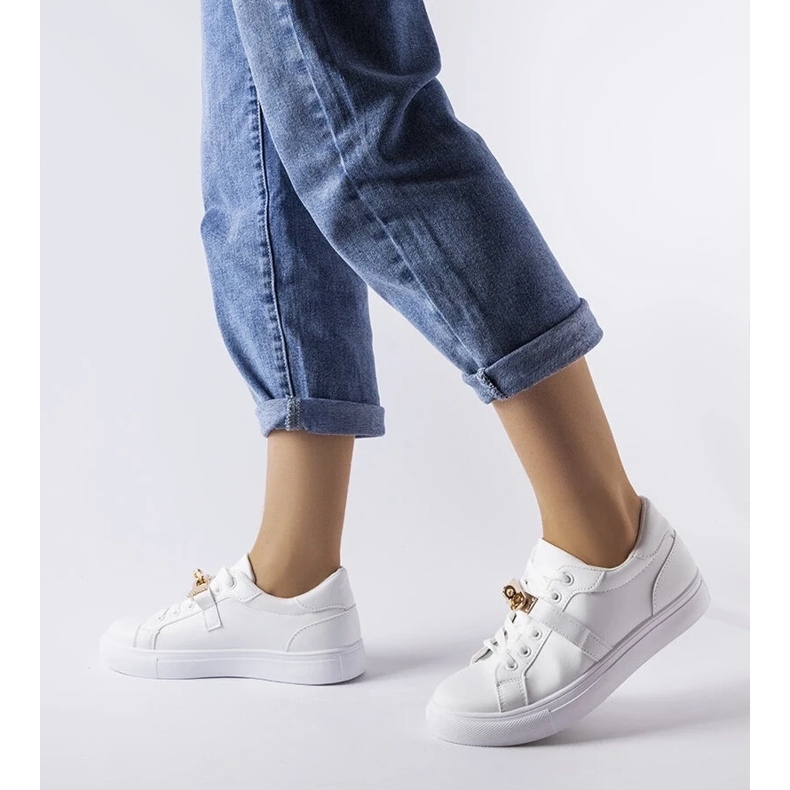 D/GMR Baskets blanches avec un accent doré Letteria 1