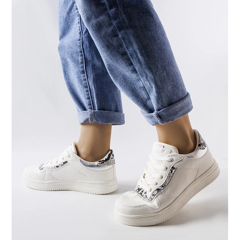 D/GMR Baskets en cuir écologique blanc Nelma 2